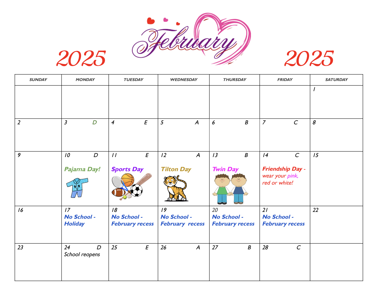 February Calendar